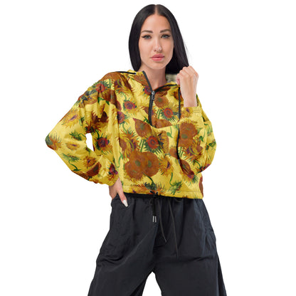 Van Gogh Sunflowers cropped windbreaker