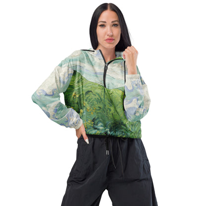 Van Gogh Green Field cropped windbreaker