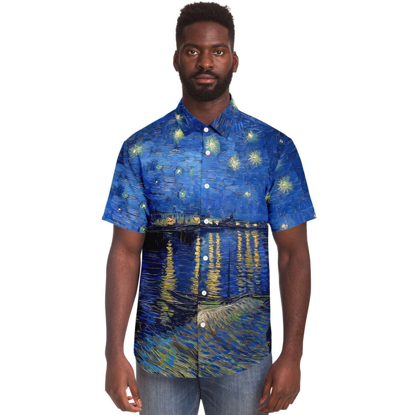 Camisa abotonada Noche estrellada sobre el Ródano