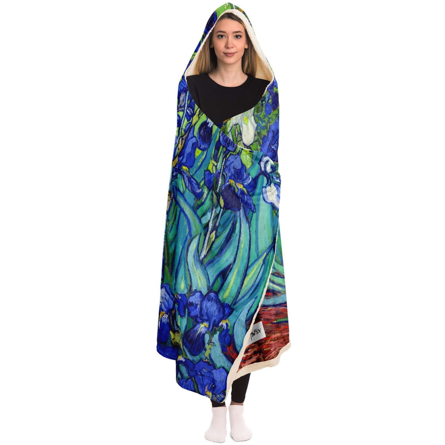 Van Gogh Irises Hooded Blanket