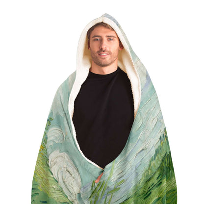 Van gogh green field Hooded Blanket