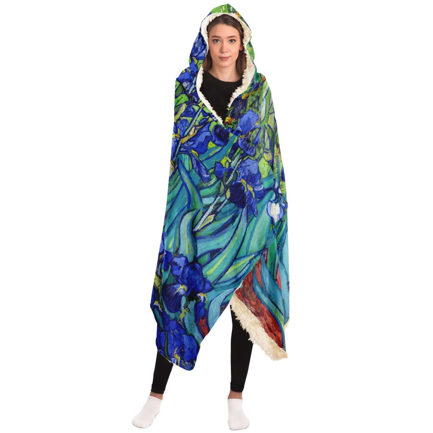 Van Gogh Irises Hooded Blanket