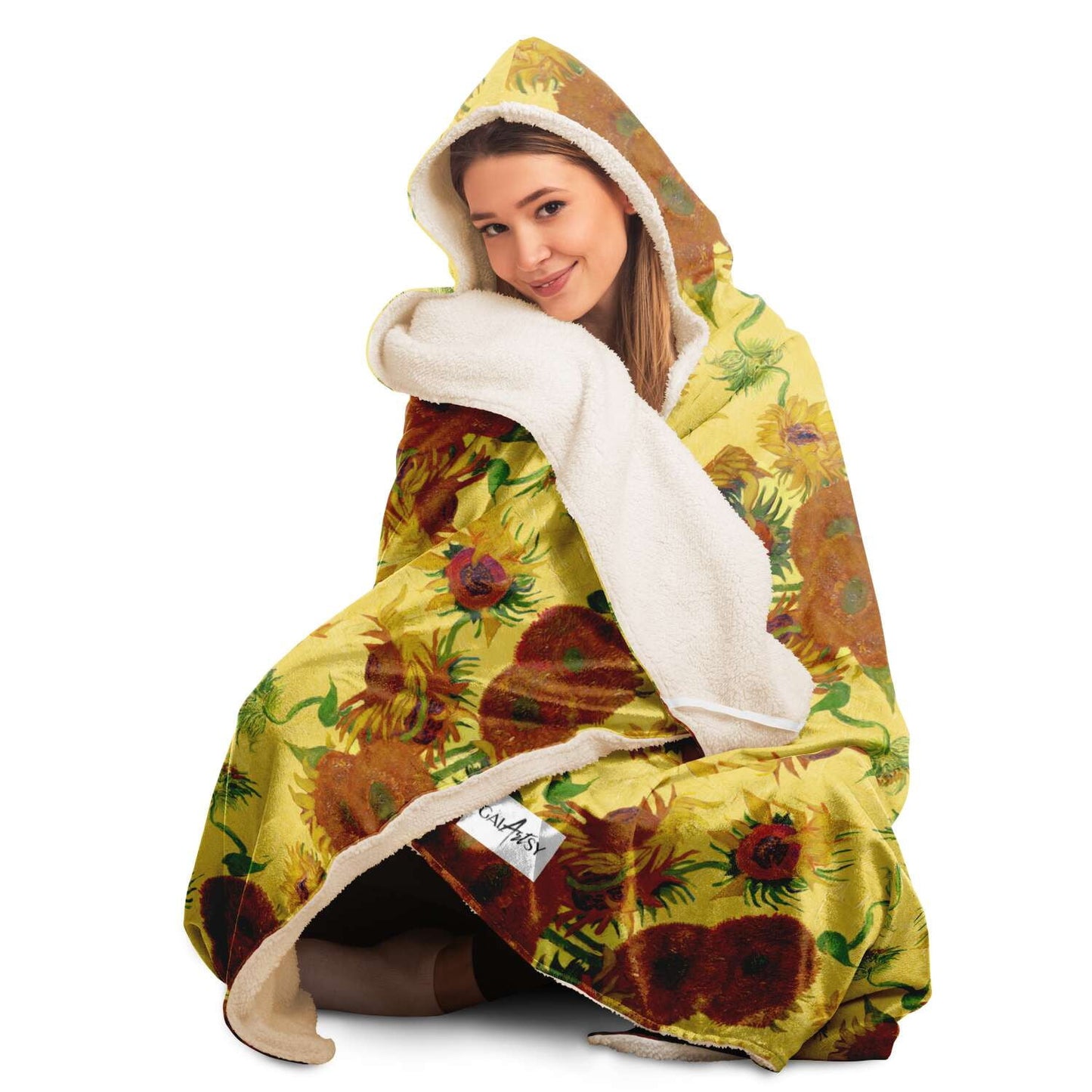 Van Gogh Sunflowers Hooded Blanket