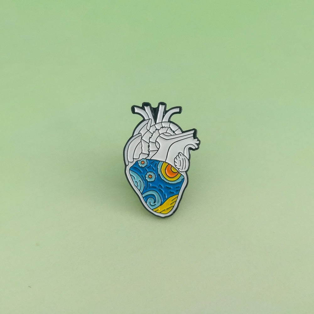 Starry Night Heart Enamel pin