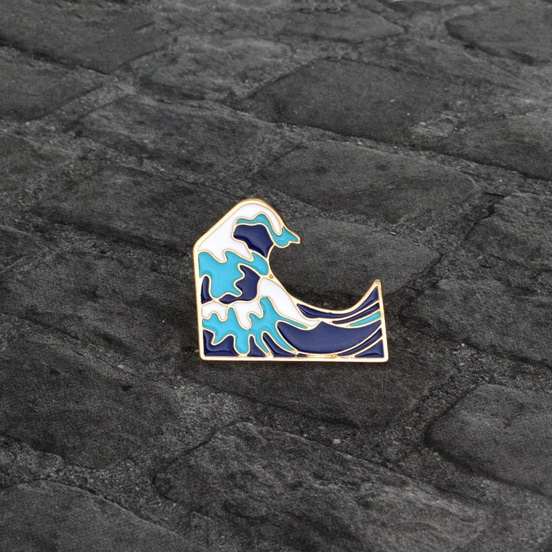 La gran ola de pin esmaltado de kanagawa