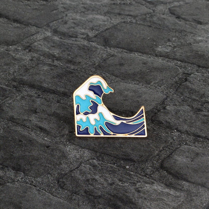 La gran ola de pin esmaltado de kanagawa