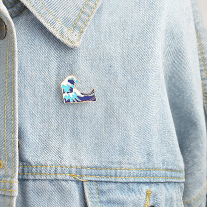 La gran ola de pin esmaltado de kanagawa