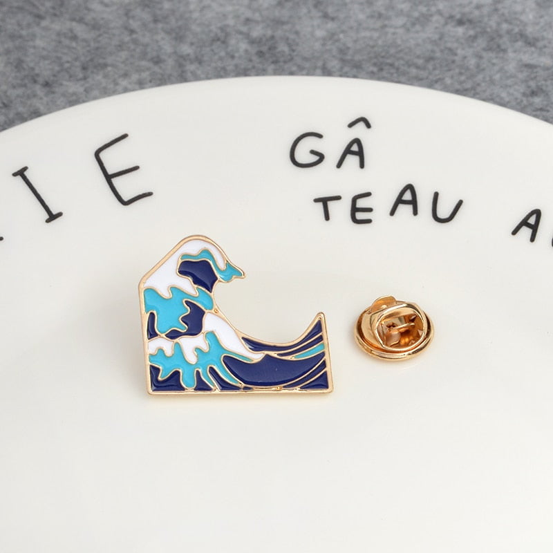 La gran ola de pin esmaltado de kanagawa