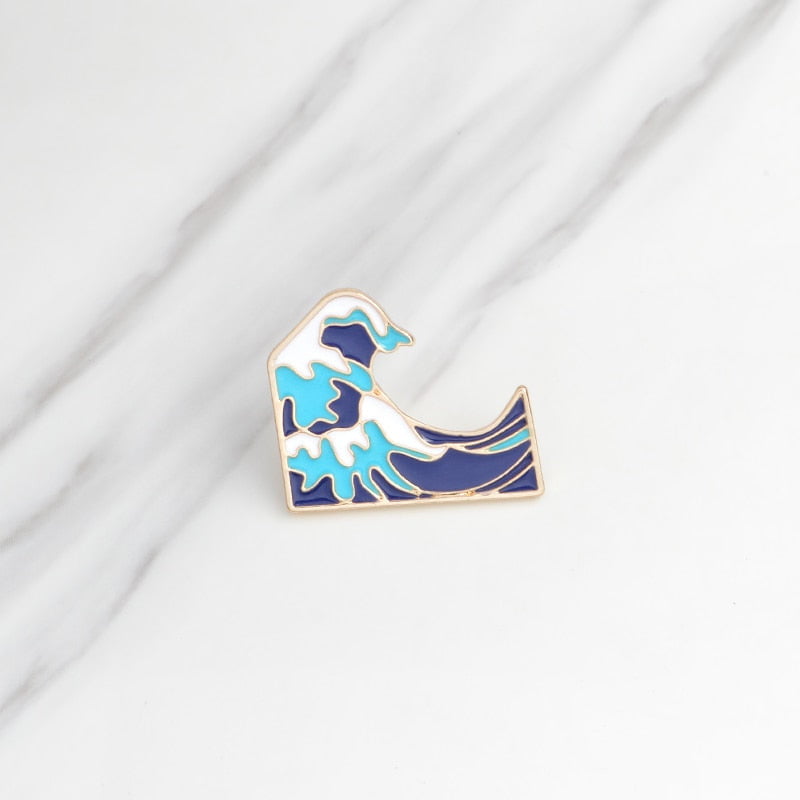 La gran ola de pin esmaltado de kanagawa