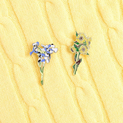 Van gogh flowers enamel pins