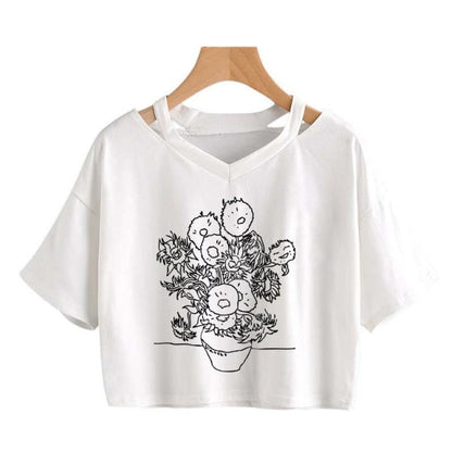 Camisetas recortadas de Van Gogh line art
