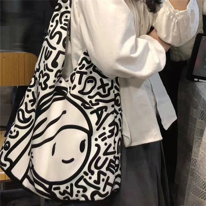Fille avec une boucle d'oreille en perle doodles Sac à bandoulière