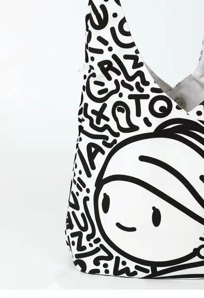Fille avec une boucle d'oreille en perle doodles Sac à bandoulière