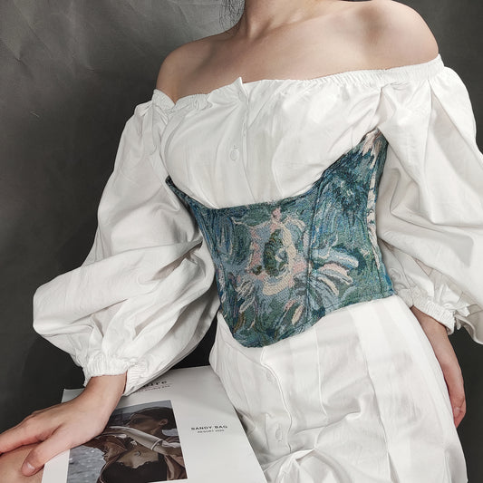 Vintage impressionist floral Underbust Corset