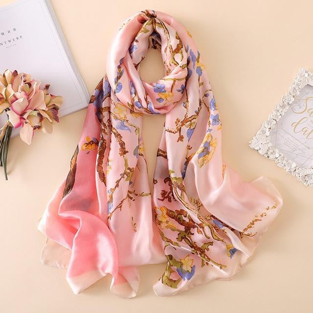 Almond blossom silk Scarf