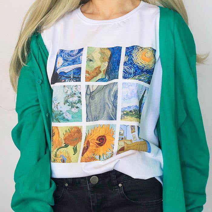 Rejilla cuadros Van Gogh - Camiseta unisex