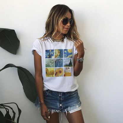 Rejilla cuadros Van Gogh - Camiseta unisex
